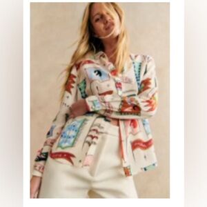Sezane Ann Shirt - Sézane X Pangea Ecru/ Flag Print - Size 4